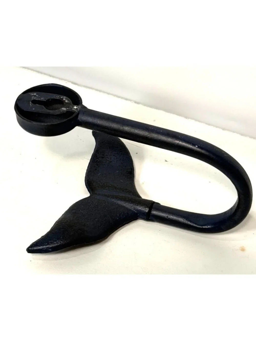Nautical Black Whale Tail Wall Hook Metal Rustic Coastal Beach